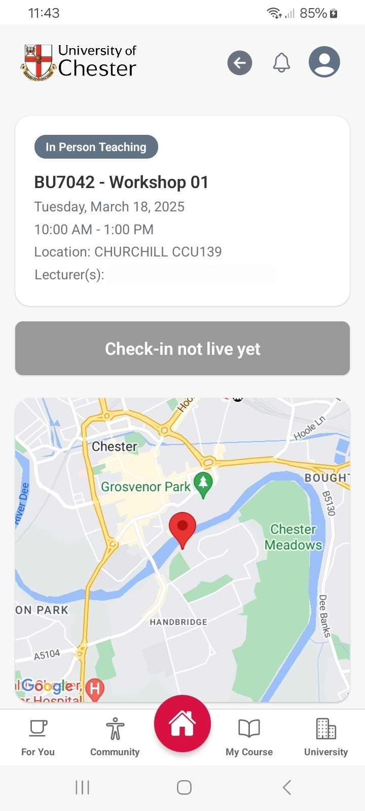 App Check-in screen